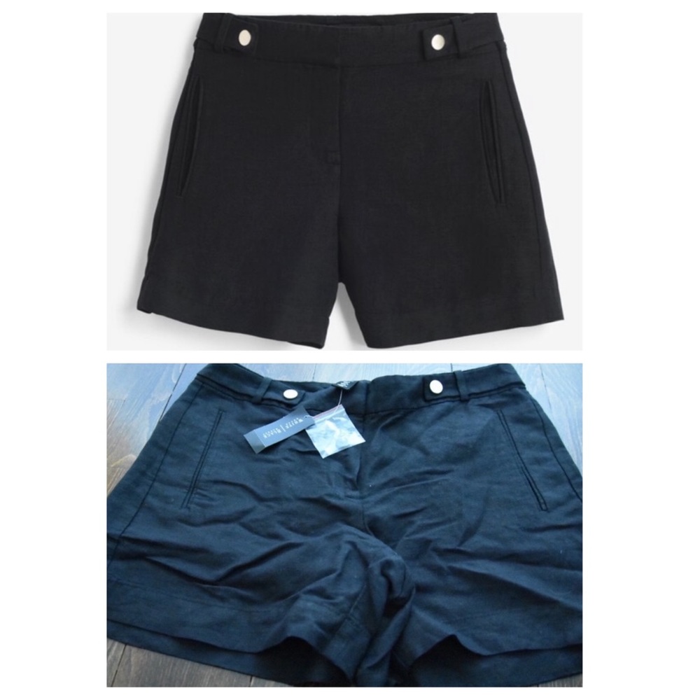 NWT WHBM Linen-Blend Shorts in Black, Sz 4